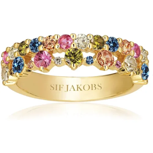 Multicolor Zirkonia Vergoldeter Ring , Damen, Größe: 54 MM - Sif Jakobs Jewellery - Modalova