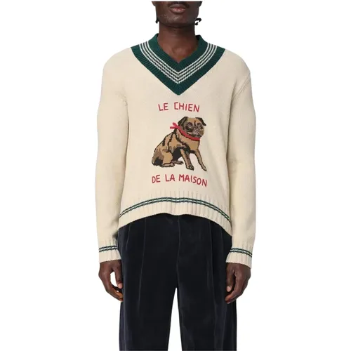 V-neck Knitwear, male, , Size: S V-Neck Knitted Pullover Sweater - Valentino - Modalova