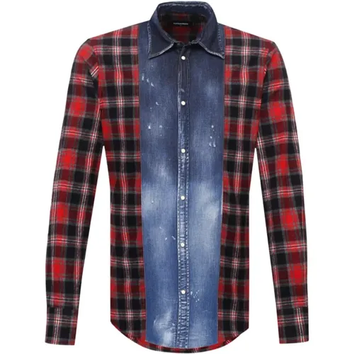 Flannel Cotton Blend Shirt , male, Sizes: XL - Dsquared2 - Modalova