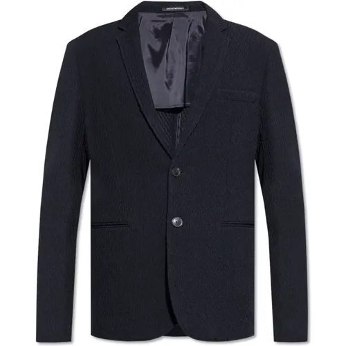 Blazers, male, , Size: XL Blazer made of material with special texture - Emporio Armani - Modalova