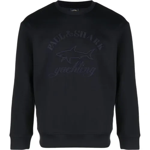 Blauer Gestrickter Sweatshirt aus Polyester Viskose Pullover - PAUL & SHARK - Modalova