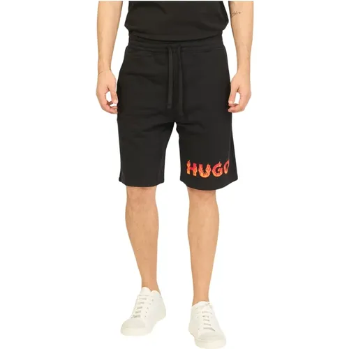 Casual Bermuda Shorts with Flame Logo , male, Sizes: S, L, 2XL, M - Hugo Boss - Modalova
