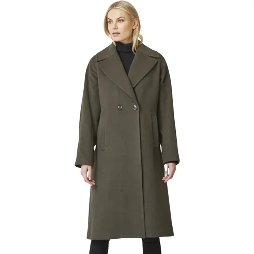 Modern Fit Olive Jacket with Wide Collar and Side Pockets , female, Sizes: M - Junge - Modalova