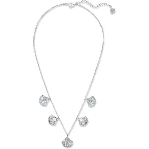 Necklaces, female, , Size: ONE SIZE Shell Pearl Necklace with Shell Pendants and Sparkling Crystals - Swarovski - Modalova