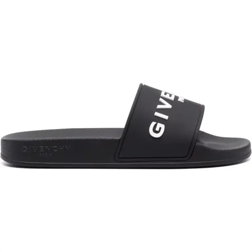 Schwarze Logo-Slides mit geformtem Fußbett - Givenchy - Modalova