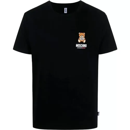 Schwarzes Stretch-Baumwoll-Logo-T-Shirt , Herren, Größe: L - Moschino - Modalova