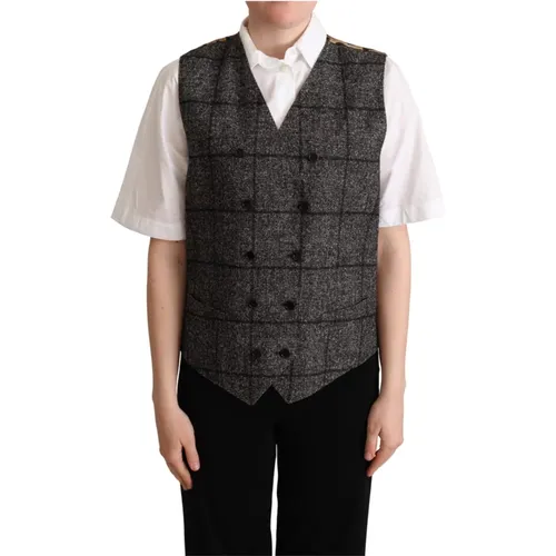 Leopard Print Wool Vest , female, Sizes: XS - Dolce & Gabbana - Modalova
