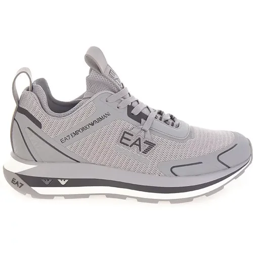 Hellgraue Sneakers mit Metalladlern , Herren, Größe: 44 2/3 EU - Emporio Armani EA7 - Modalova