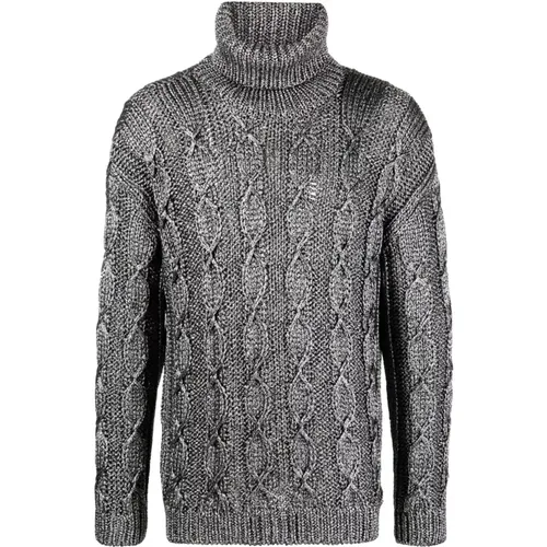 Turtlenecks, male, , Size: XL Ribbed Turtleneck Sweater - Saint Laurent - Modalova