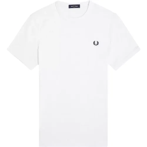 Sportliches Baumwoll-T-Shirt mit geripptem Kragen , Herren, Größe: M - Fred Perry - Modalova