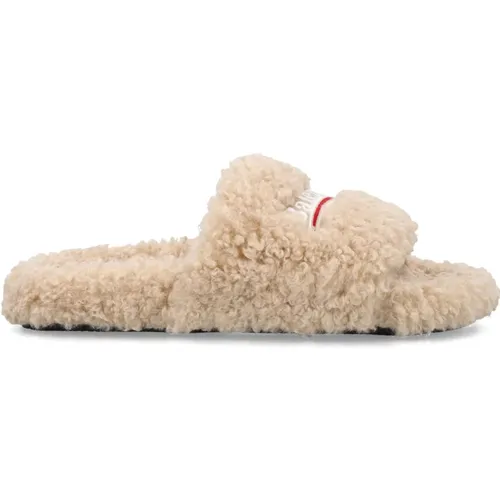 Furry Slide Sandals , female, Sizes: 3 UK - Balenciaga - Modalova
