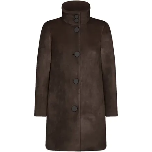 Brauner Synthetischer Mantel für Frauen , Damen, Größe: XL - RRD - Modalova