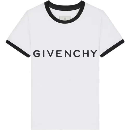 Contrasting Crew Neck Signature Print , female, Sizes: XS, S - Givenchy - Modalova