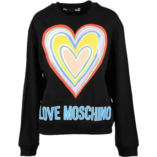 Gemütlicher schwarzer Sweatshirt für Frauen , Damen, Größe: S - Love Moschino - Modalova