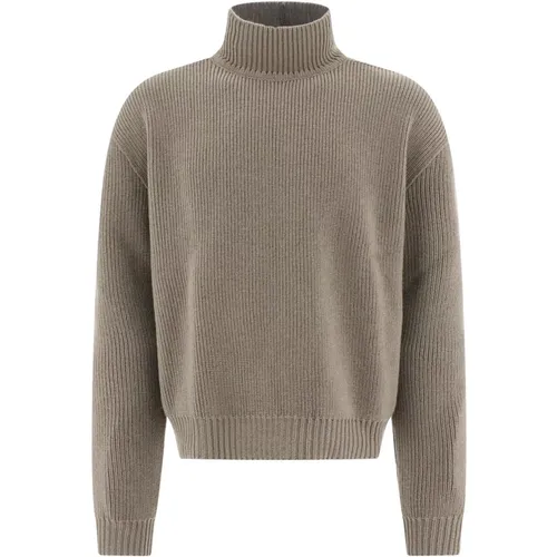 Turtlenecks, male, , Size: S Chunky High Neck Wool Sweater - Rick Owens - Modalova