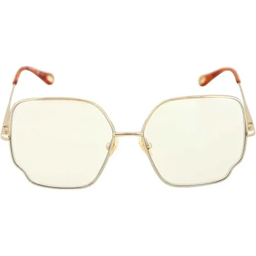 Sunglasses, female, , Size: ONE SIZE Square Metal Sunglasses - Chloé - Modalova
