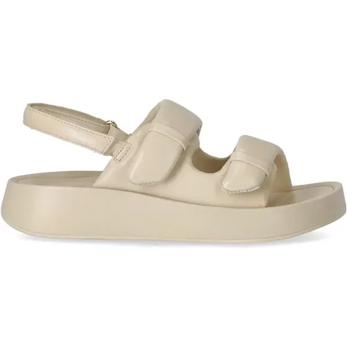 Flat Sandals, female, , Size: 10 US Talc Platform Sandal with Velcro Strap - Ash - Modalova