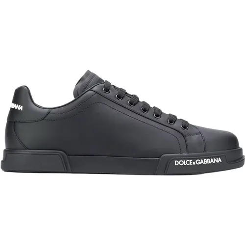 Schwarze Portofino Nappa Sneakers , Herren, Größe: 39 1/2 EU - Dolce & Gabbana - Modalova