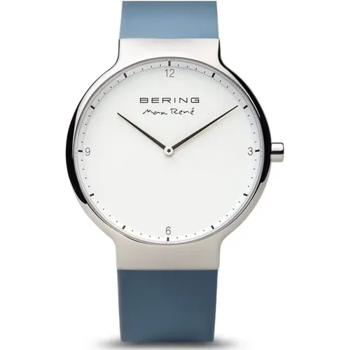 Blue Silicone Quartz Watch , male, Sizes: ONE SIZE - Bering - Modalova