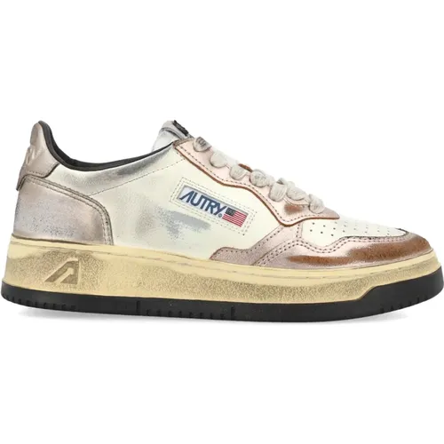 Metallic Rose Sneakers Vintage Stil , Damen, Größe: 37 EU - Autry - Modalova