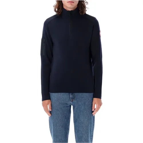 Navy Strickwaren Stormont 1/4 Zip Sweater , Herren, Größe: S - Canada Goose - Modalova