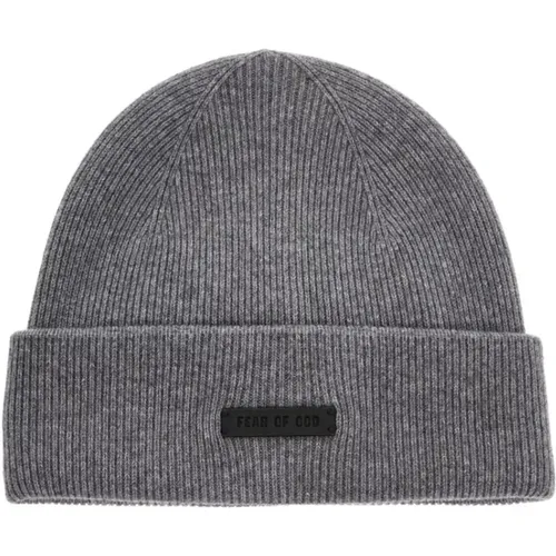 Beanies, unisex, , Size: ONE SIZE Cashmere Beanie Hat with Leather Logo - Fear Of God - Modalova