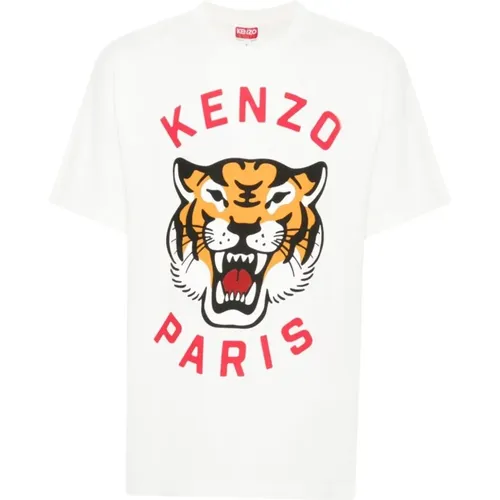 T-Shirts, female, , Size: M Tiger Print Jersey T-shirt - Kenzo - Modalova