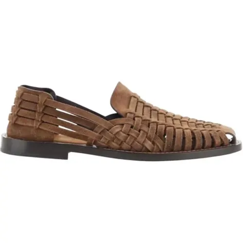 Loafers, male, , Size: 8 1/2 US Caged Weave Leather Slip-On Loafers - BRUNELLO CUCINELLI - Modalova