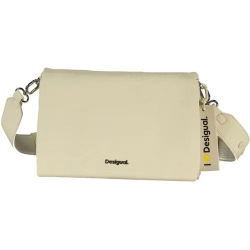 White Handbag with Contrast Details , female, Sizes: ONE SIZE - Desigual - Modalova