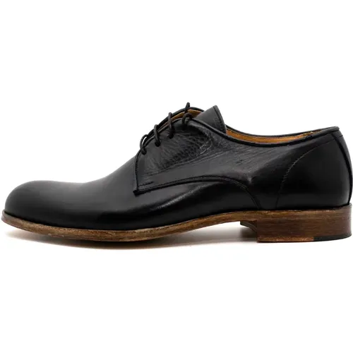 Blaue Leder Elegante Schuhe mit Holzeffekt Sohle , Herren, Größe: 42 EU - Exton - Modalova