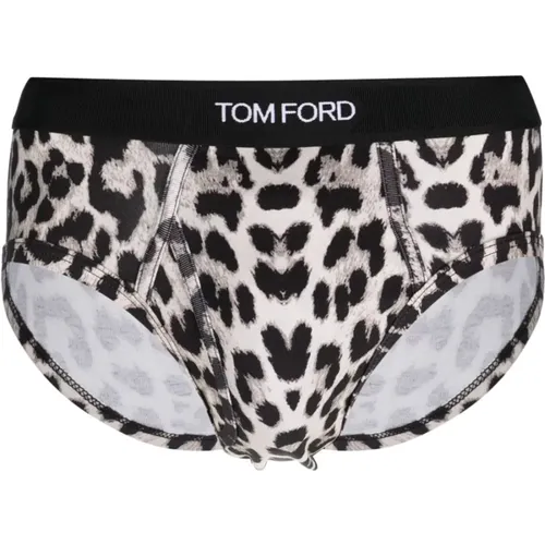 Bottoms, male, , Size: S Animal Print Low Rise Stretch Cotton Underwear - Tom Ford - Modalova