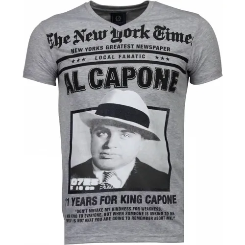 Al Capone Rhinestone - Herren T-Shirt - 4784G , Herren, Größe: S - Local Fanatic - Modalova