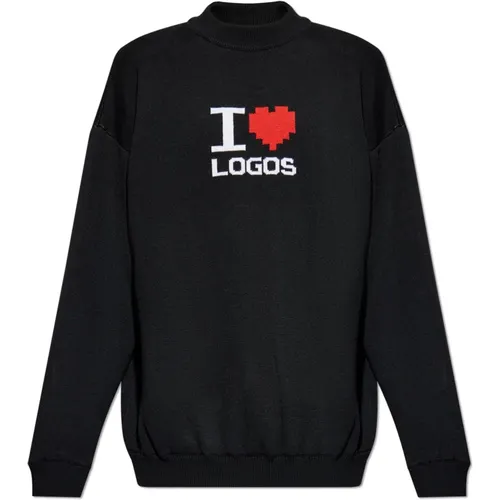 Round-neck Knitwear, male, , Size: S Sweater with logo - Vetements - Modalova