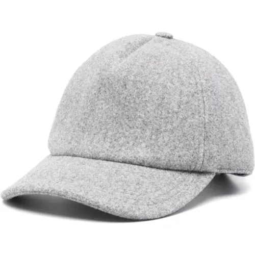 Caps, male, , Size: ONE SIZE Grey Felted Curved Peak Hat - Il Gufo - Modalova