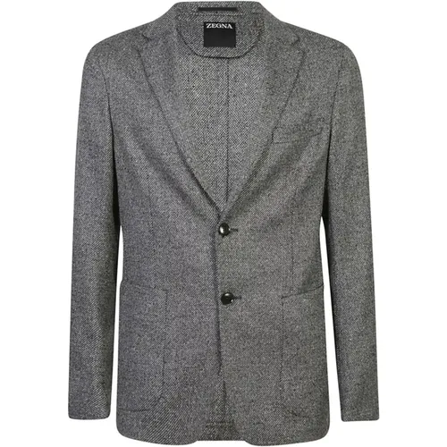 Blazers, male, , Size: L Luxurious Grey Outerwear Jacket Aw24 - Ermenegildo Zegna - Modalova