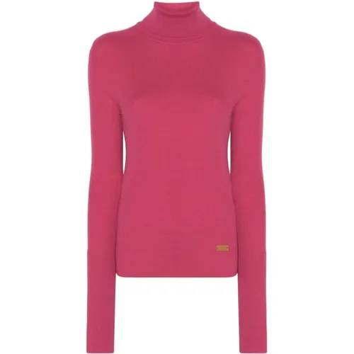 Turtlenecks, female, , Size: L Fuchsia Jersey Sweater - Balmain - Modalova