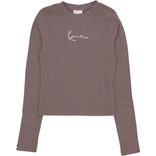 Signature Long Sleeve Crewneck T-shirt , Damen, Größe: M - Karl Kani - Modalova