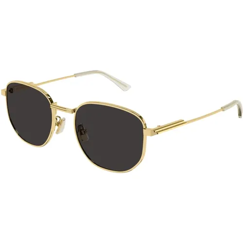 Gold/Grey Sunglasses Bv1160Sa , unisex, Sizes: 53 MM - Bottega Veneta - Modalova