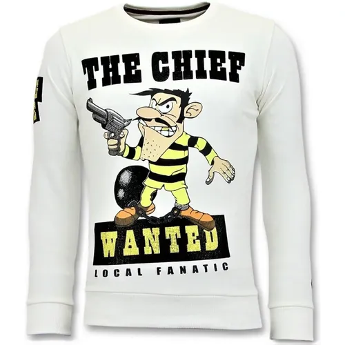 Strass Pullover Männer - Chief Wanted Pullover , Herren, Größe: S - Local Fanatic - Modalova