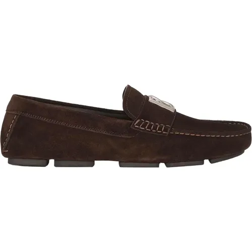 Logo Loafers aus Wildleder , Herren, Größe: 42 1/2 EU - Dolce & Gabbana - Modalova