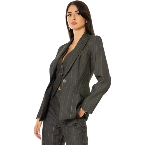 Graphite Melange Pinstripe Jacket , female, Sizes: XL, S - Simona Corsellini - Modalova