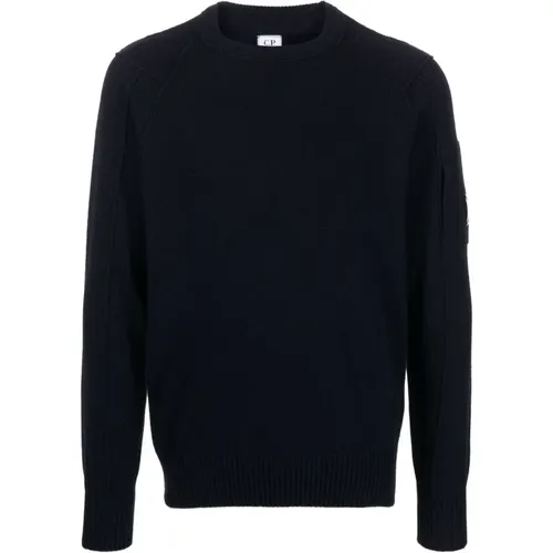 Dark Wool Blend Sweater with Logo , male, Sizes: L, XL, S, M - C.P. Company - Modalova