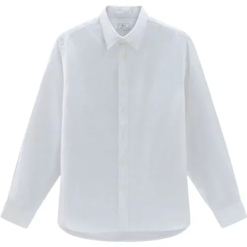 Weiße Leinenhemd , Herren, Größe: XL - Woolrich - Modalova