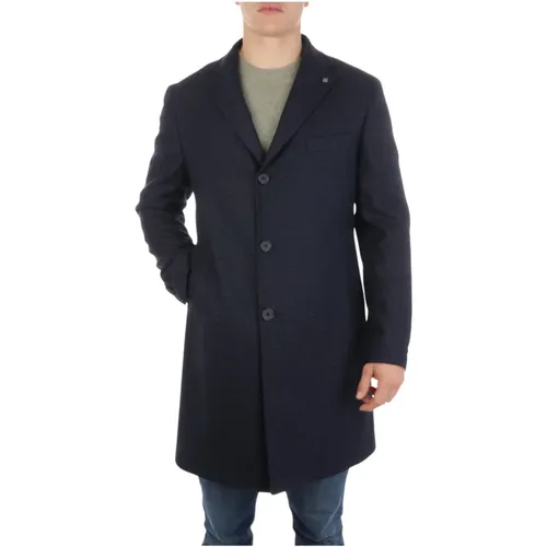 Single-Breasted Coats, male, , Size: M Simple Buttoned Coat - Tagliatore - Modalova