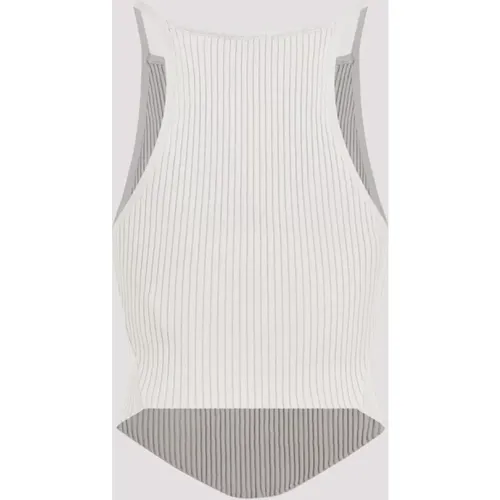Grey Rib Knit Tank Top , female, Sizes: XS, M - Courrèges - Modalova