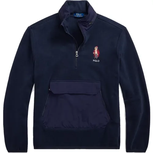 Fleece Hybrid Hoodie Navy-S , Herren, Größe: L - Ralph Lauren - Modalova