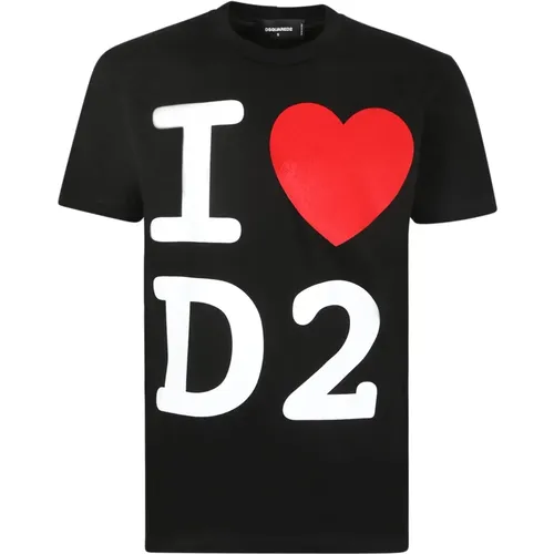 Stilvolles Schwarzes T-Shirt für Herren , Herren, Größe: XS - Dsquared2 - Modalova