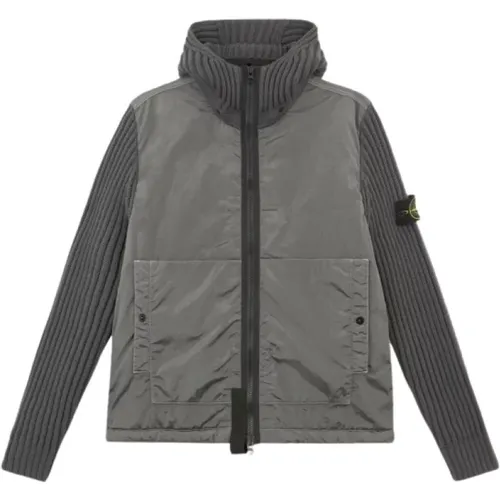 Metallische Nylon-Kapuzenjacke mit abnehmbarer Kapuze - Stone Island - Modalova