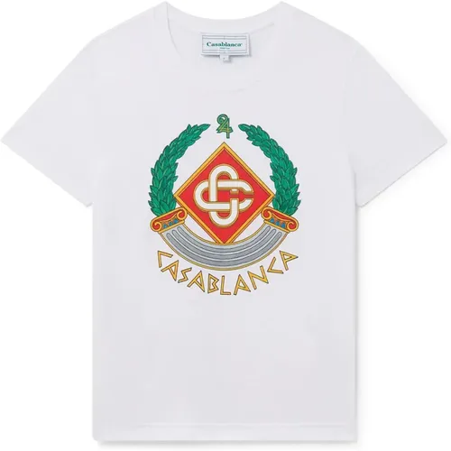 Griechisches Crest Bedrucktes T-Shirt , Damen, Größe: L - Casablanca - Modalova