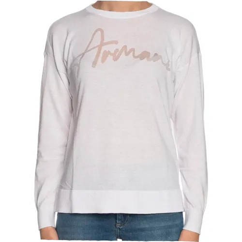 Weißer Pullover Optic W Langarm , Damen, Größe: S - Armani Exchange - Modalova